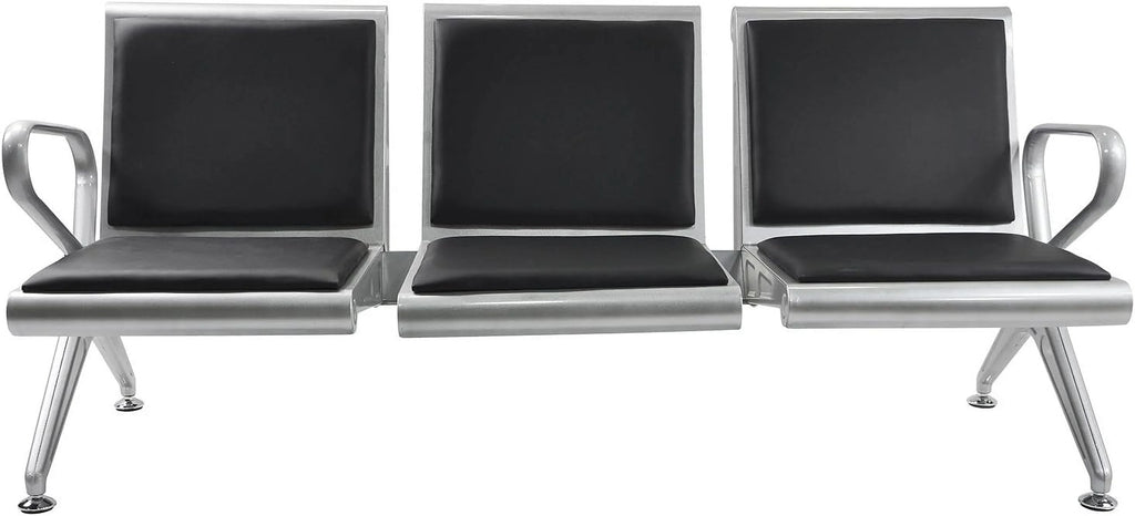 3-Seat Waiting Room Bench with Black PVC Cushion R3916