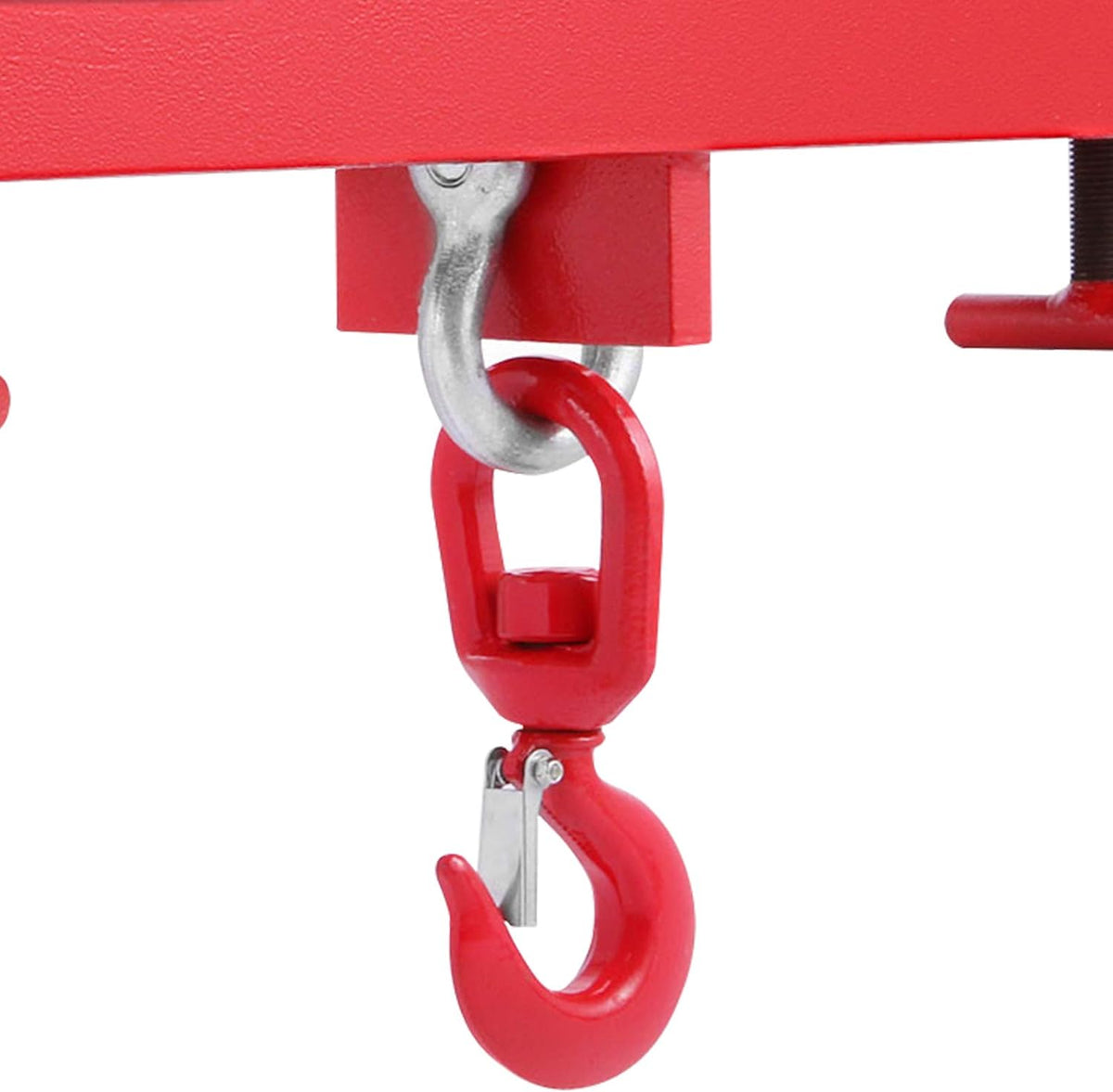 Forklift Lifting Hook, 4400lbs Capacity, Red, with Swivel Hook and Two Large T-Screws I313872