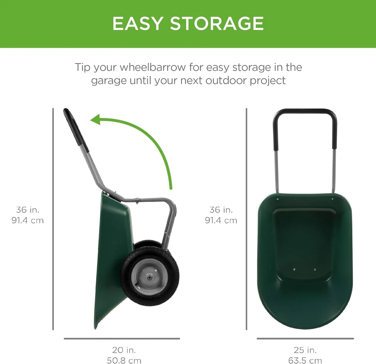 Green Dual-Wheel Wheelbarrow Garden Cart B2711