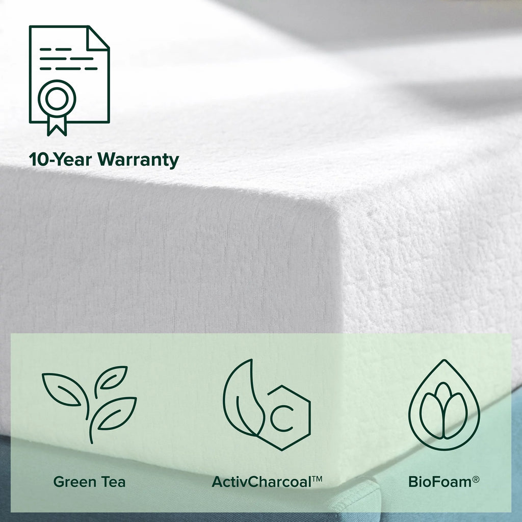 8 Green Tea Memory Foam Short Queen Mattress F8586