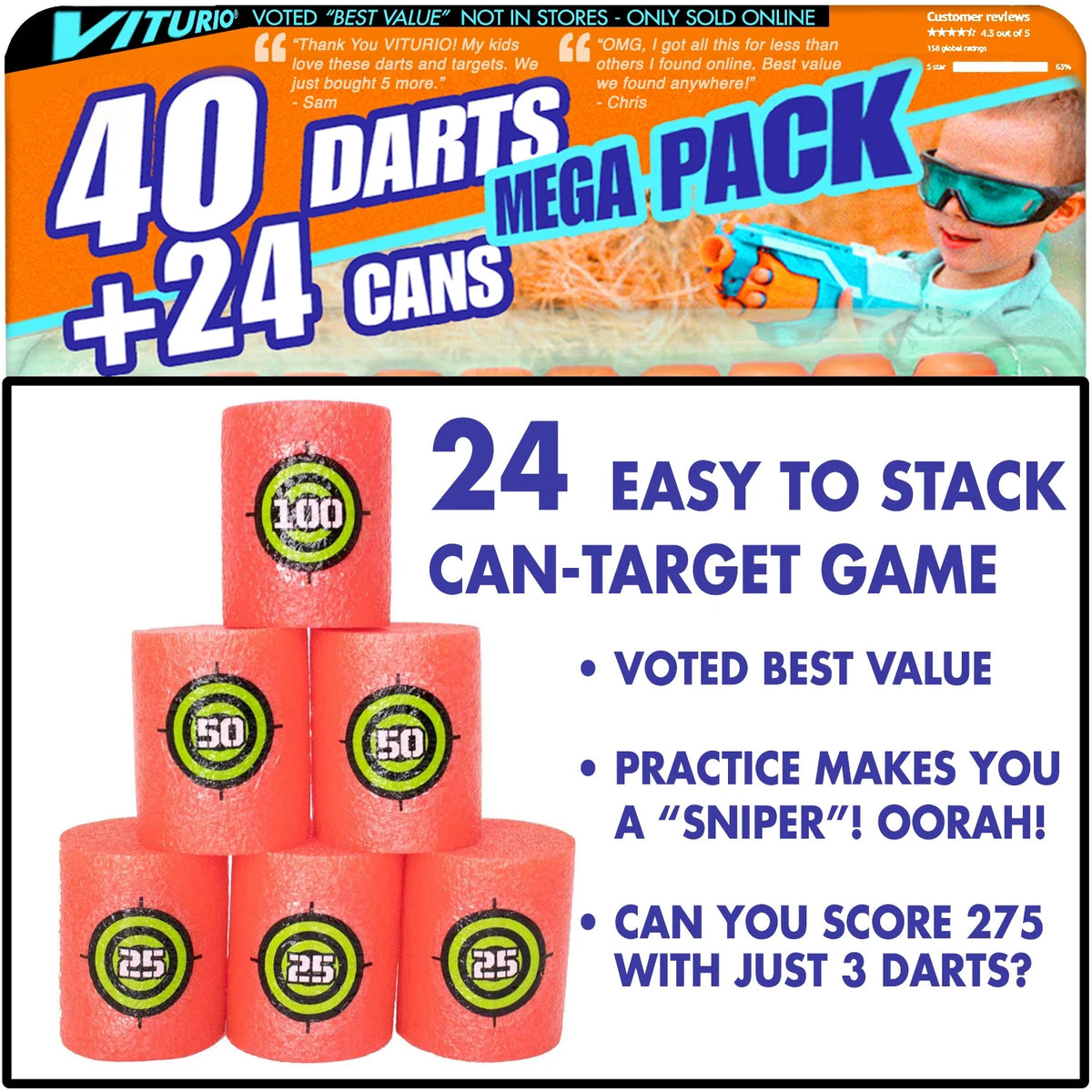 64pc Soft Foam Targets and 40 Soft Darts N289459