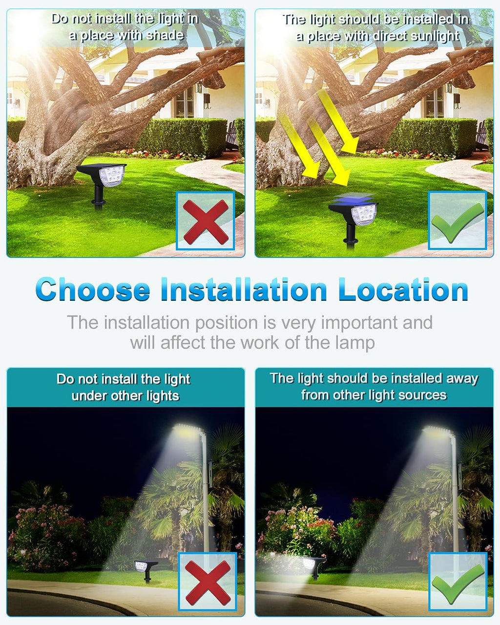 6 Pack IP67 Waterproof Solar Landscape Spotlights E556