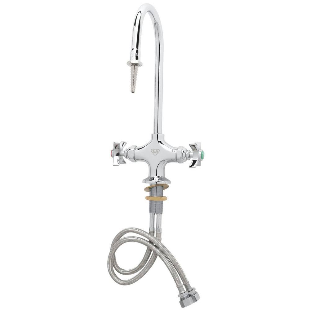 Brass Lab Mixing Faucet, Rigid Gooseneck, Serrated Tip M7973