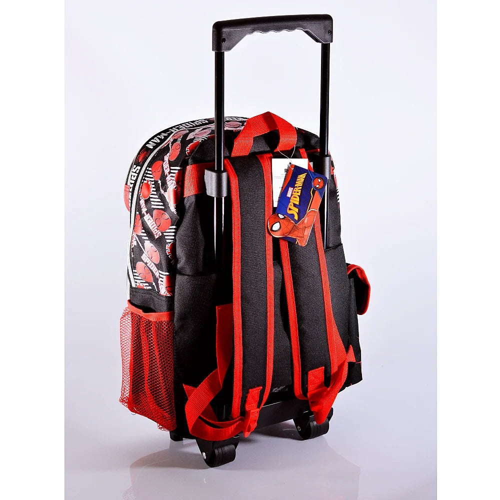 Black Red Blue Rolling School Backpack with Lunch Bag A9461