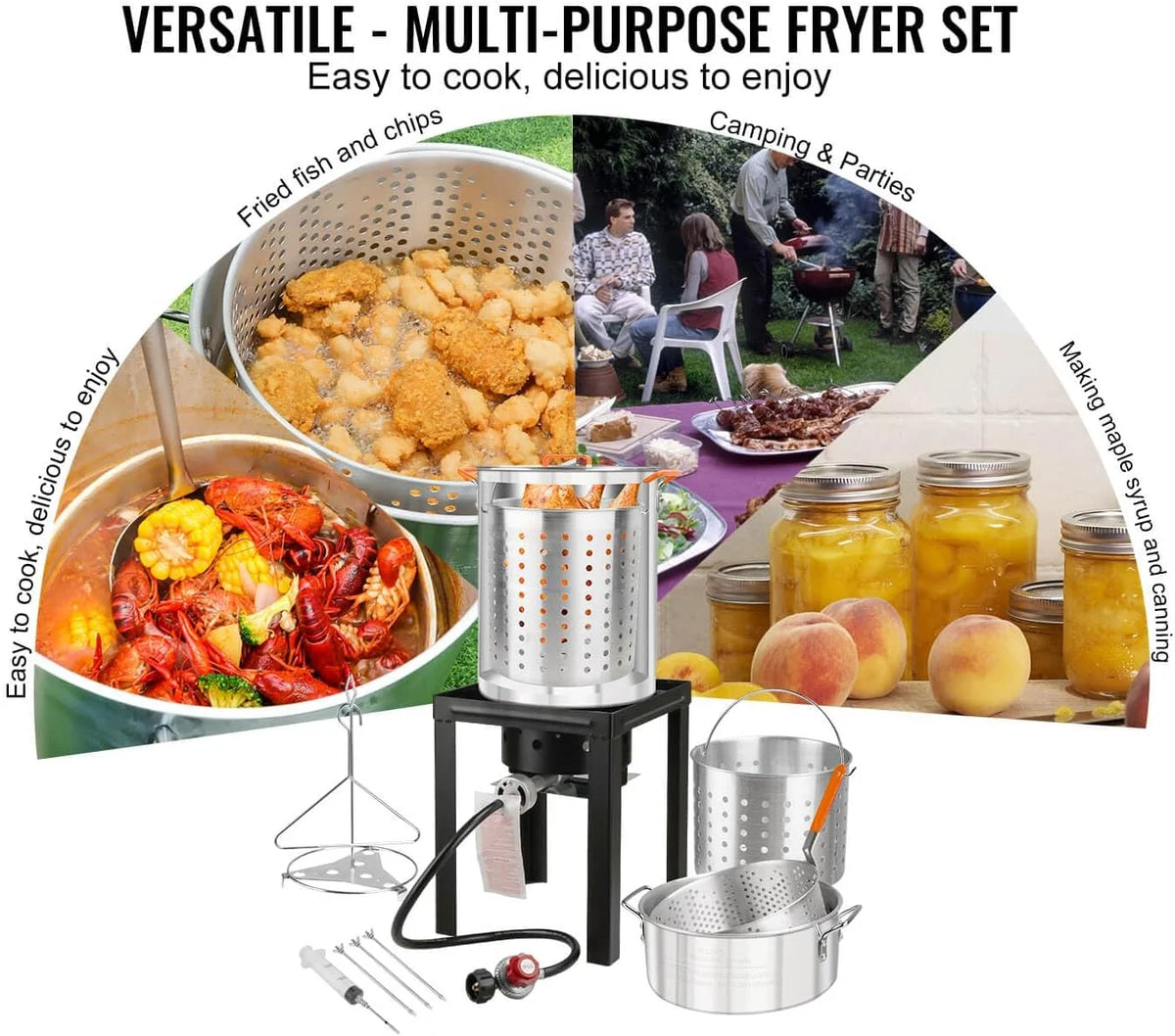 Propane Outdoor Turkey Fryer 30 & 10 Quart Aluminum Seafood Boiler Steamer Kit E540