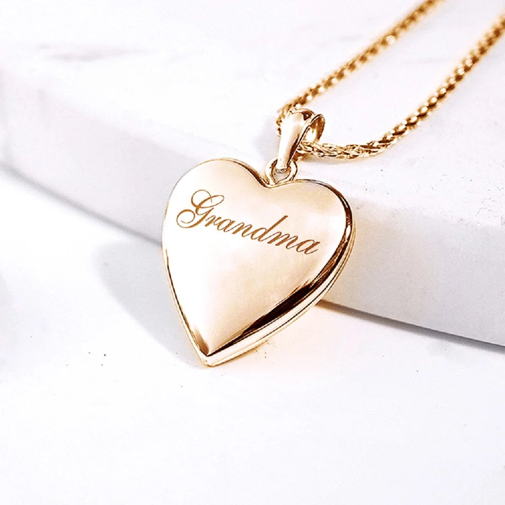 Solid 14K Yellow Gold Sweetheart Locket Necklace Pendants S210