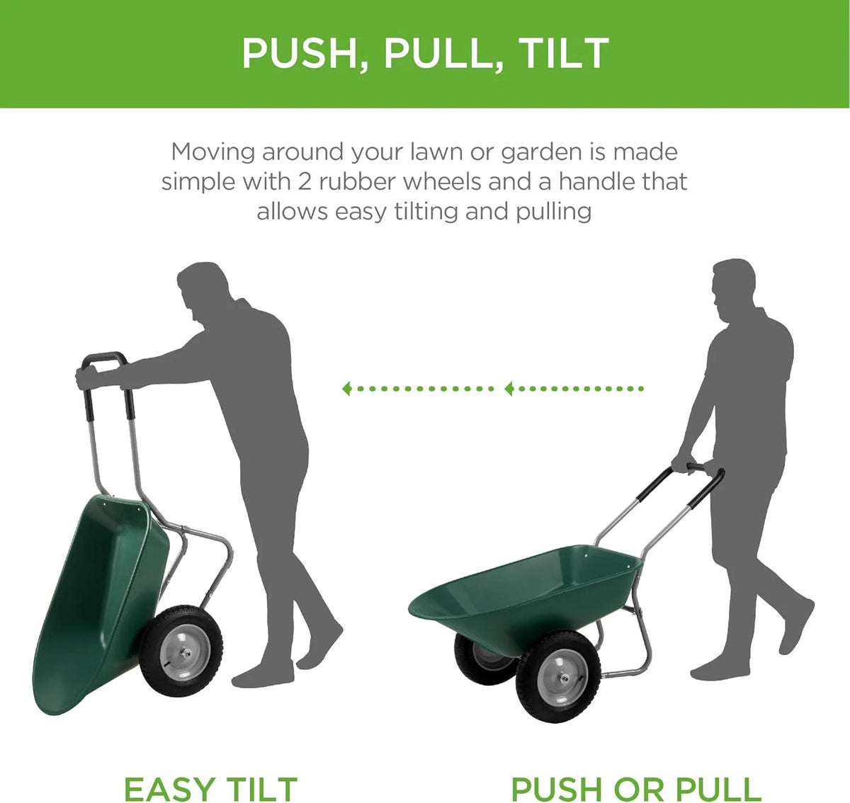 Green Dual-Wheel Wheelbarrow Garden Cart B2711