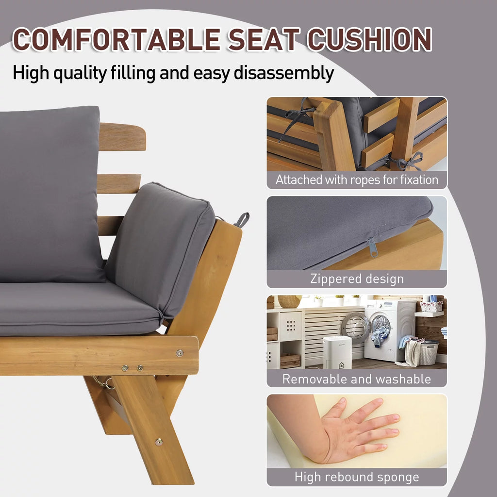 Gray Outdoor Couch Daybed with Cushion and Pillow N413868