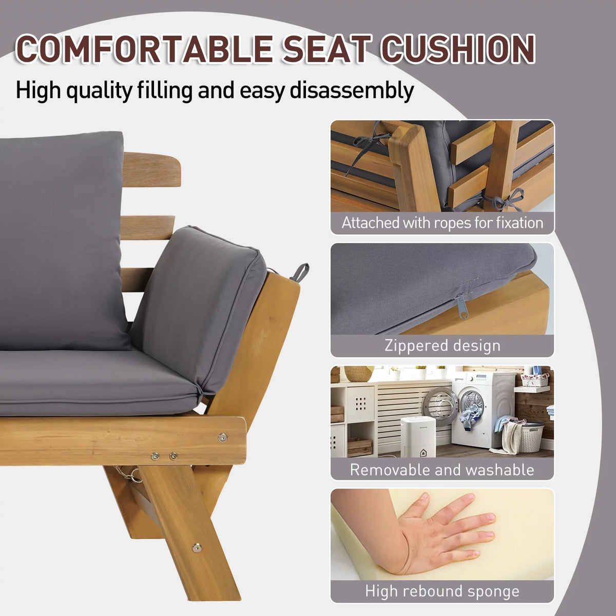 Gray Outdoor Couch Daybed with Cushion and Pillow N413868