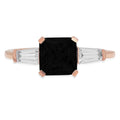 1.62ct Square Emerald Cut Black Onyx 18k Rose Gold Three-Stone Ring Q157