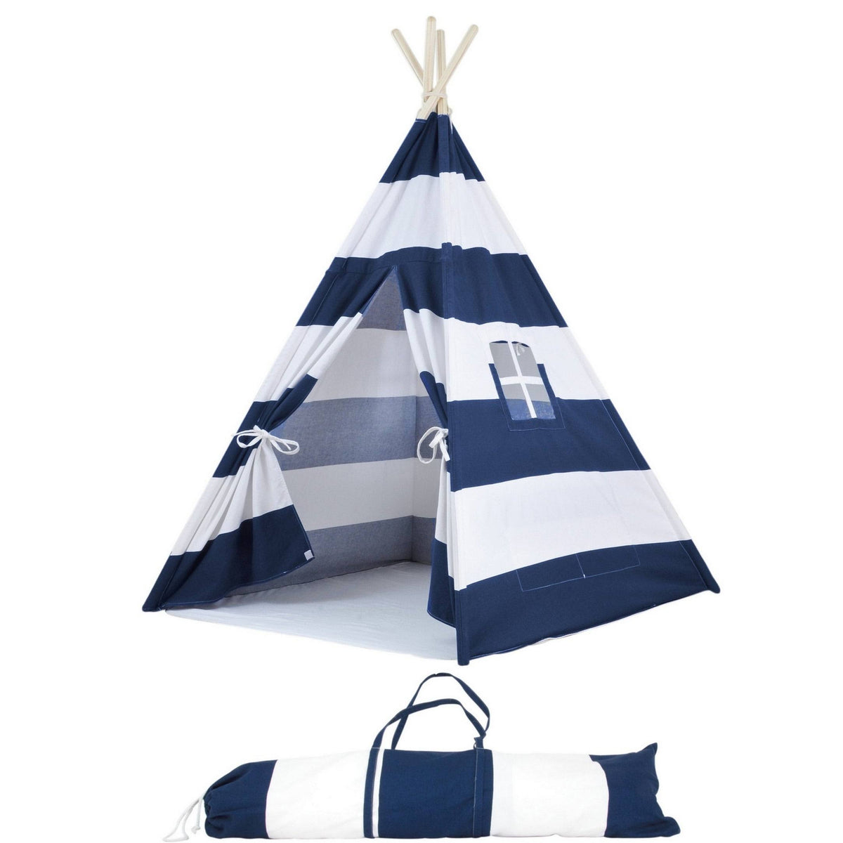 Natural Cotton Canvas Teepee Tent - 1pc - BlueWideStripe U58676