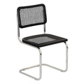 Walnut Wood & Natural Cane Cantilever Side Chair with Chrome Steel Frame O9282