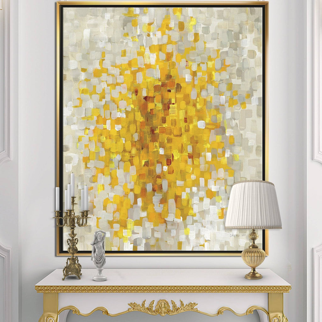 Glam Yellow Explosion Blocks Framed Canvas Y64718