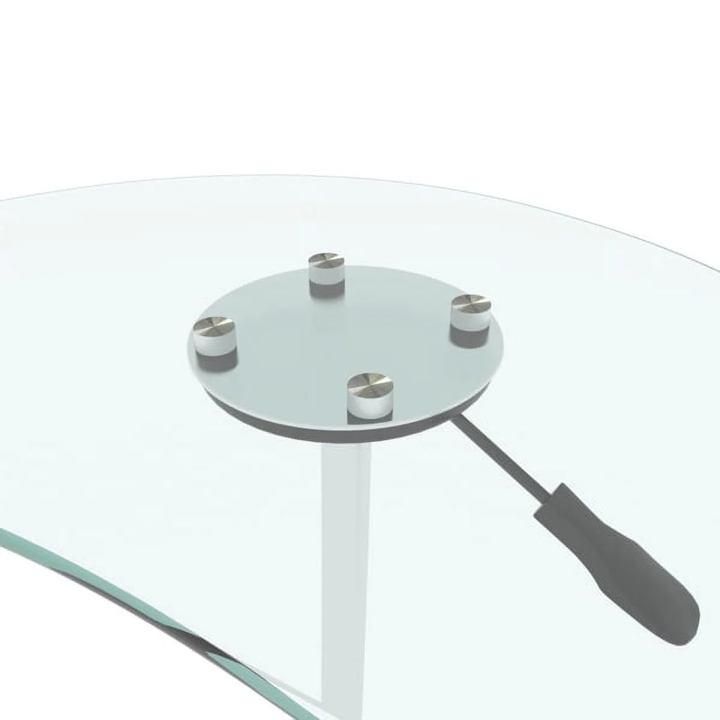 Adjustable Height Transparent Tempered Glass Table Desk with Lockable Wheels B49643
