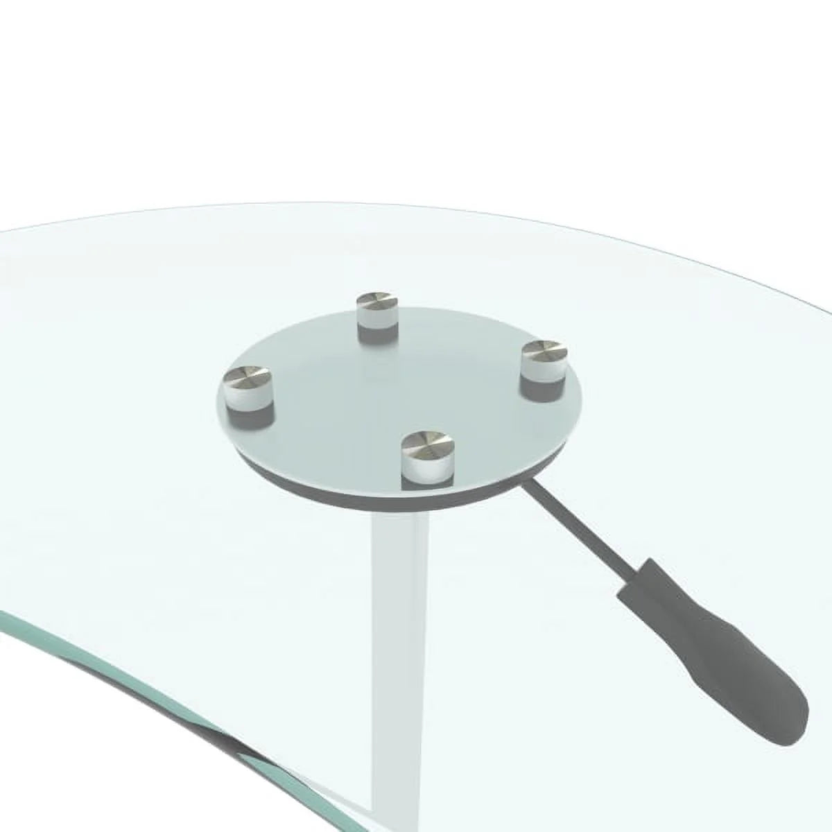 Adjustable Height Transparent Tempered Glass Table Desk with Lockable Wheels B49643