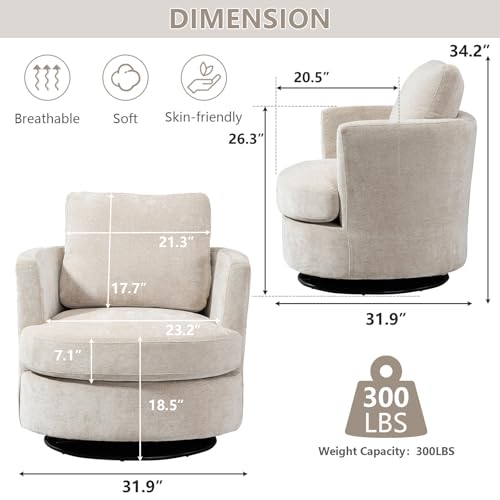 Beige Swivel Barrel Chair Set of 2 M867