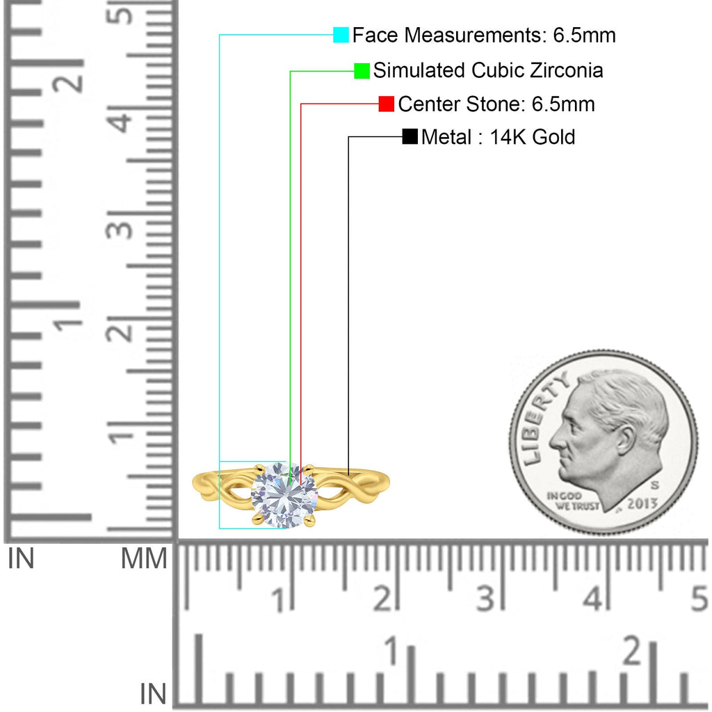 14K Gold Round Solitaire Celtic Ring Size 6 Z626