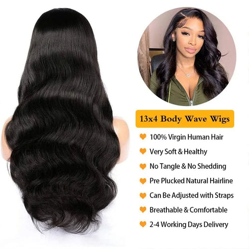 13×4 HD Front Lace Body Wave Human Hair Wig 180% Density Natural Color 26 inch R3615