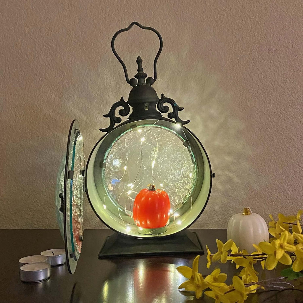 Metal Round Hanging Candle Lantern with Glass Insert N15622