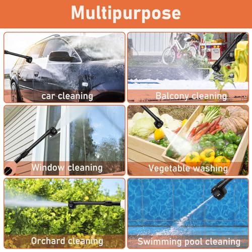 Cordless Battery Powered Pressure Washer with Foam Cannon and 6-in-1 Nozzle O77458