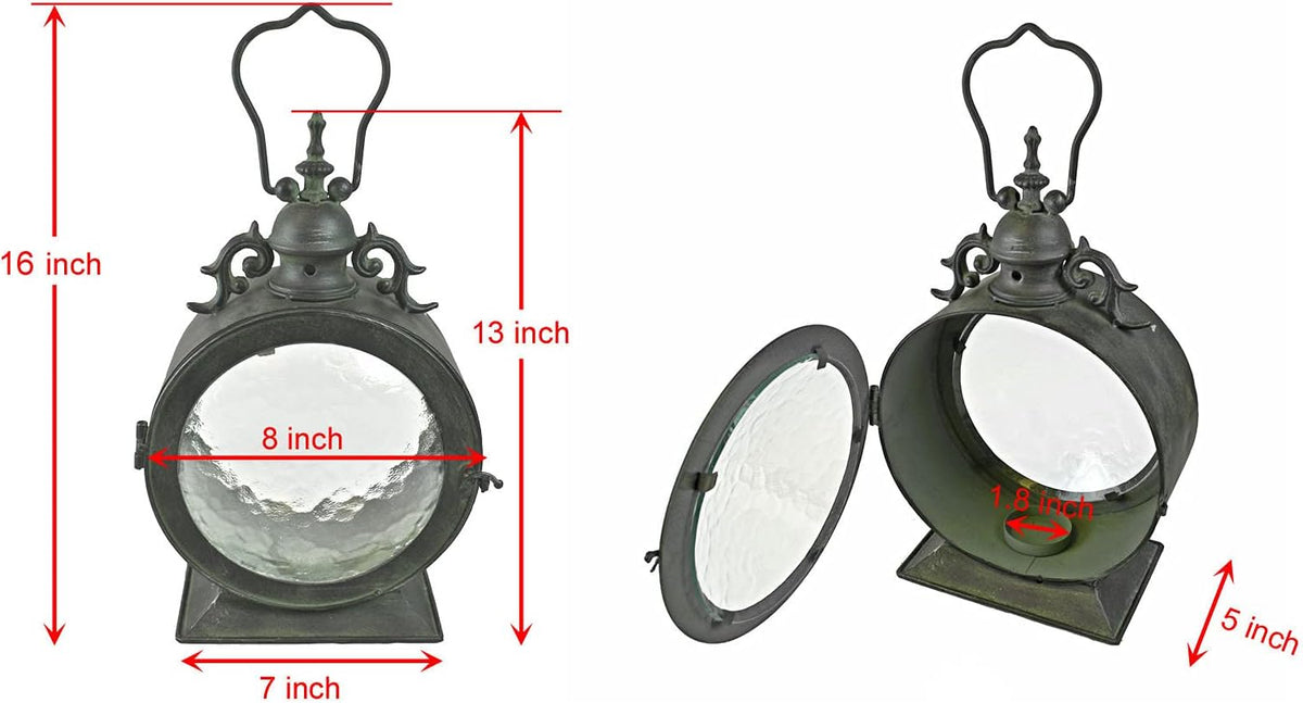 Metal Round Hanging Candle Lantern with Glass Insert N15622