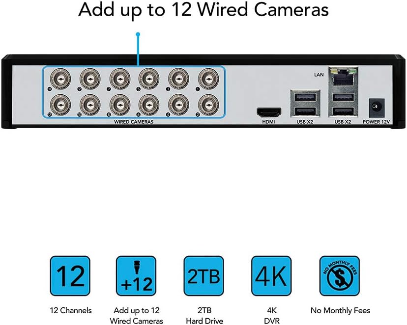 8 Wired 4K Ultra HD Home Security Camera System with Night Vision and 2TB Hard Drive K629246