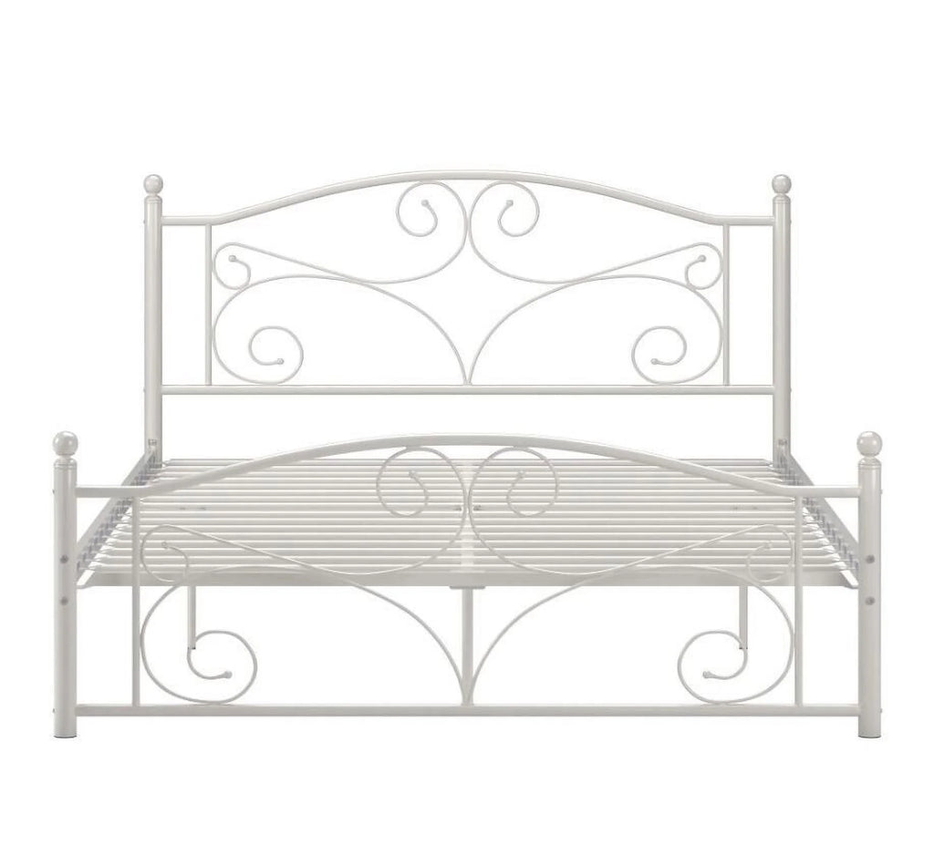 White Metal Platform Bed W443