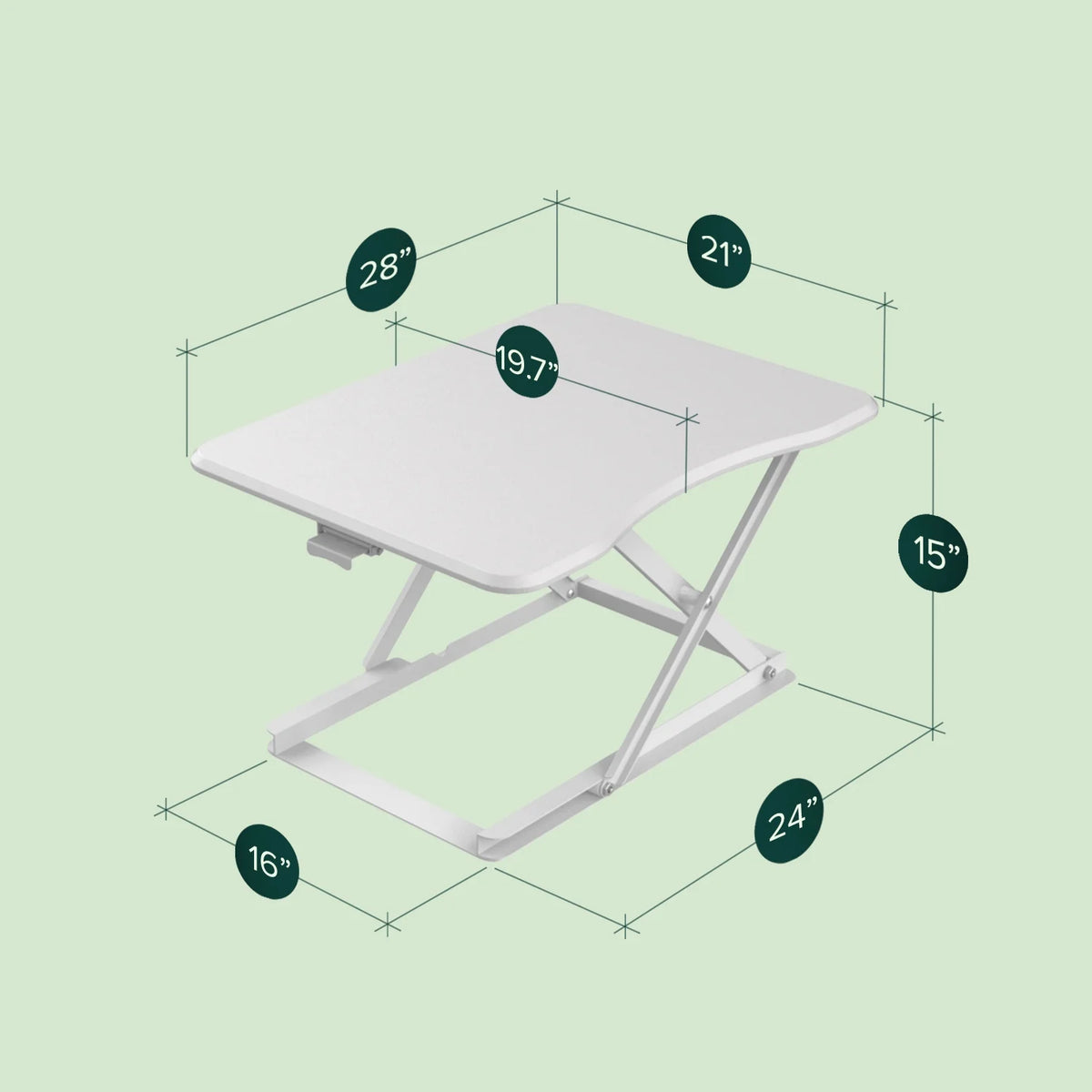 28" White Adjustable Height Standing Desk I918541