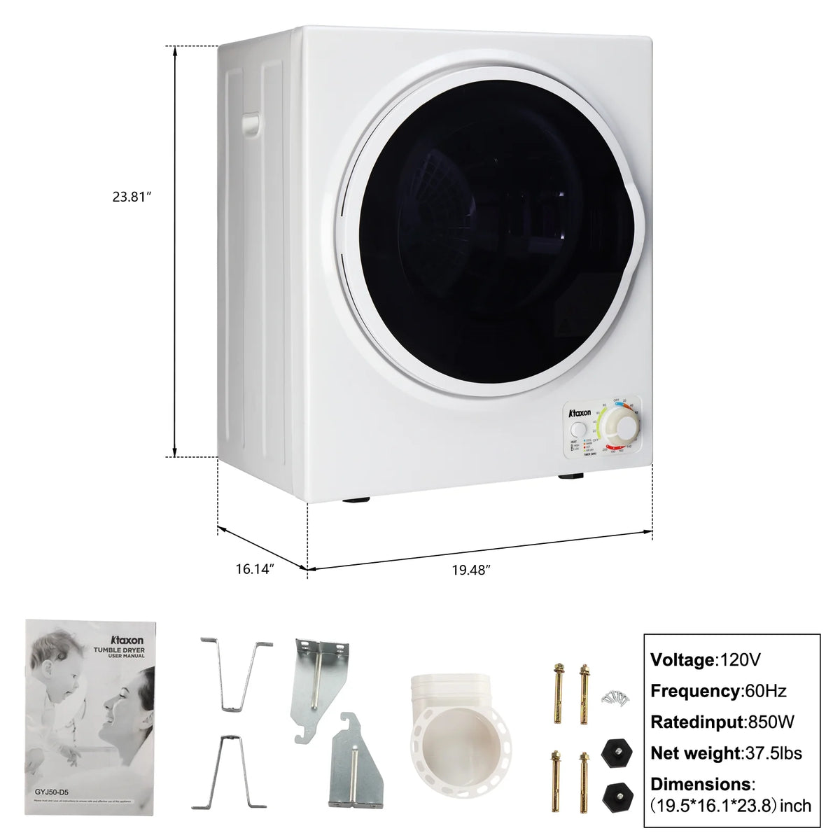 1.6 cu. ft. Compact Electric Dryer White M64257