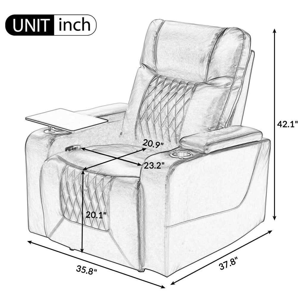 Power Motion Recliner with Cup Holders and USB Charge Port A2100