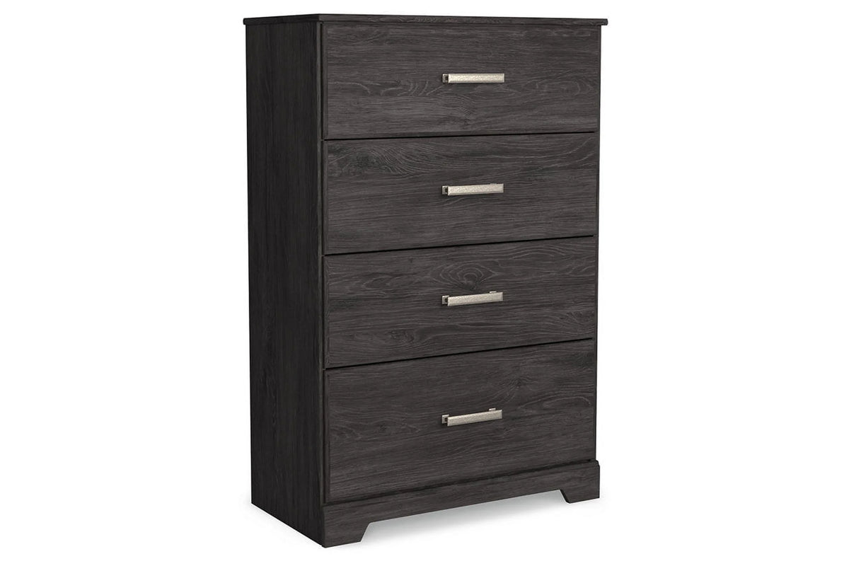 Black Four Drawer Engineered Wood Chest O413373