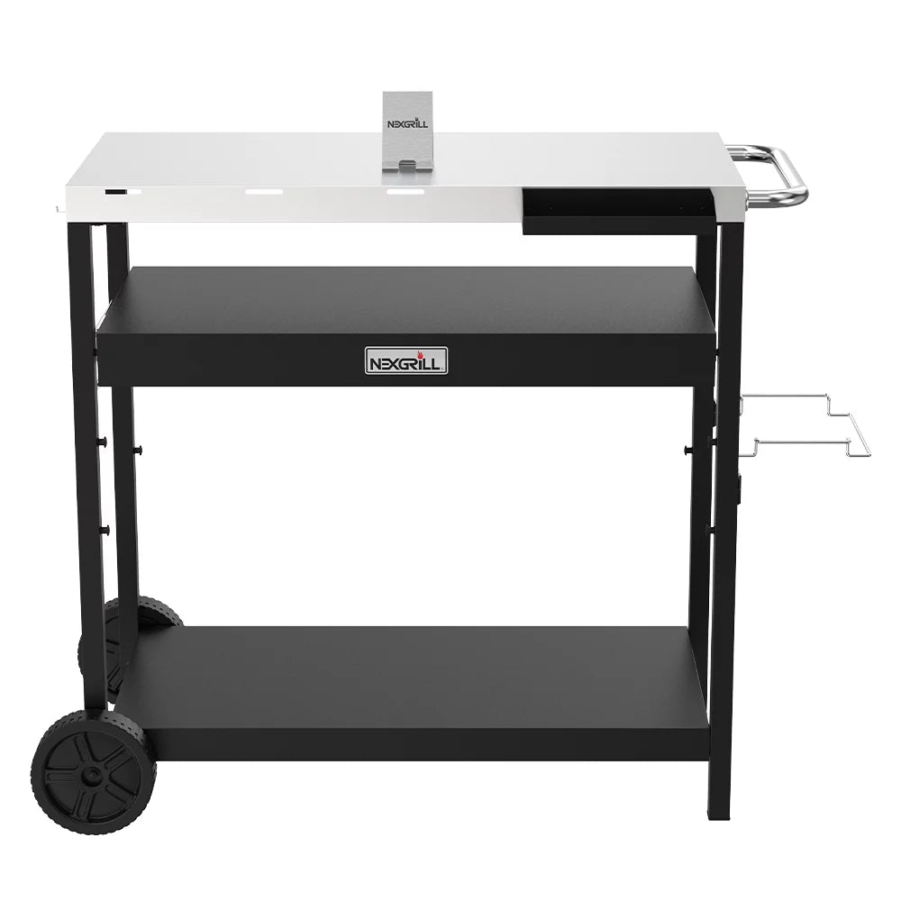 Stainless Steel Outdoor Food Prep Cart with Double Shelves G14853