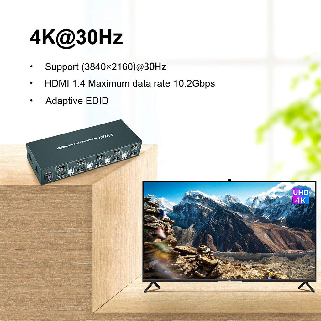 HDMI KVM Switch Dual Monitor 4 Port 4K@30Hz M859718
