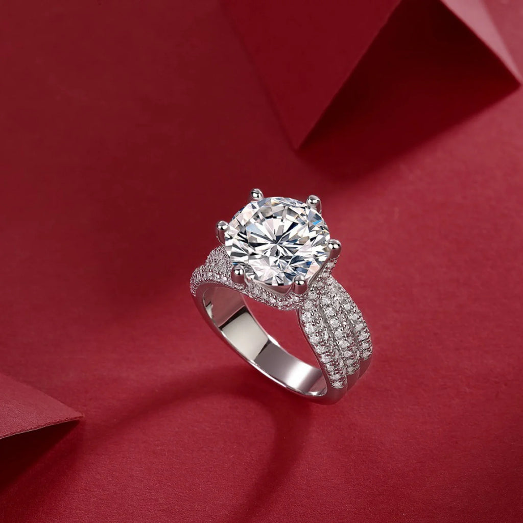 3ct Round Cut Moissanite Engagement Ring with Certificate J6834