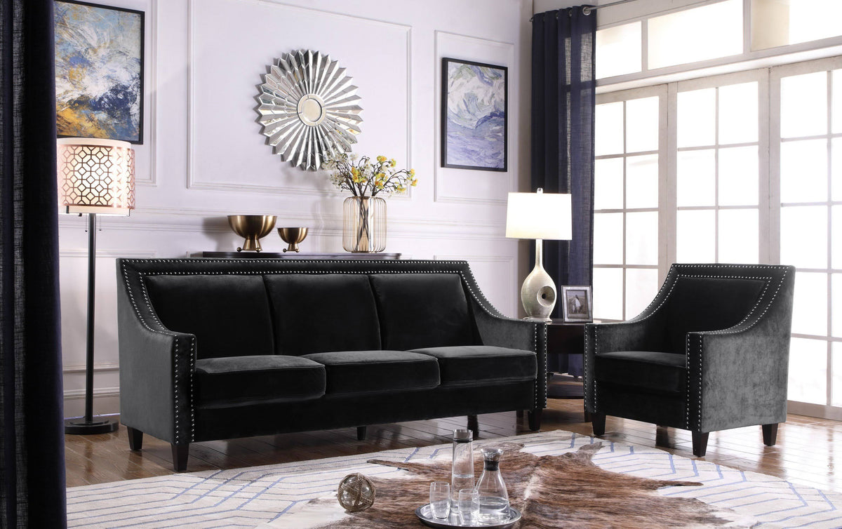 Espresso Finished Wood Legs Velvet Upholstered Swoop Arm Sofa X85724