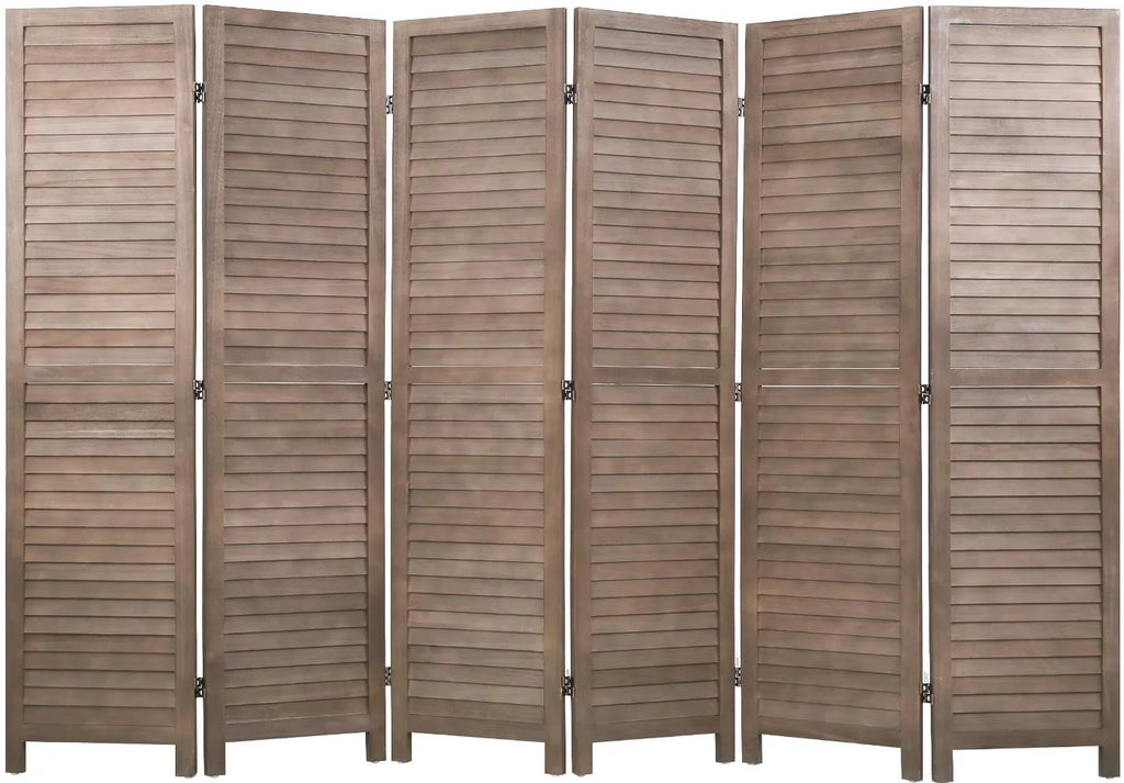 Wood 6 Panel Room Divider Privacy Screen W452354