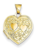 14k Solid Yellow Gold Heart Locket V14055