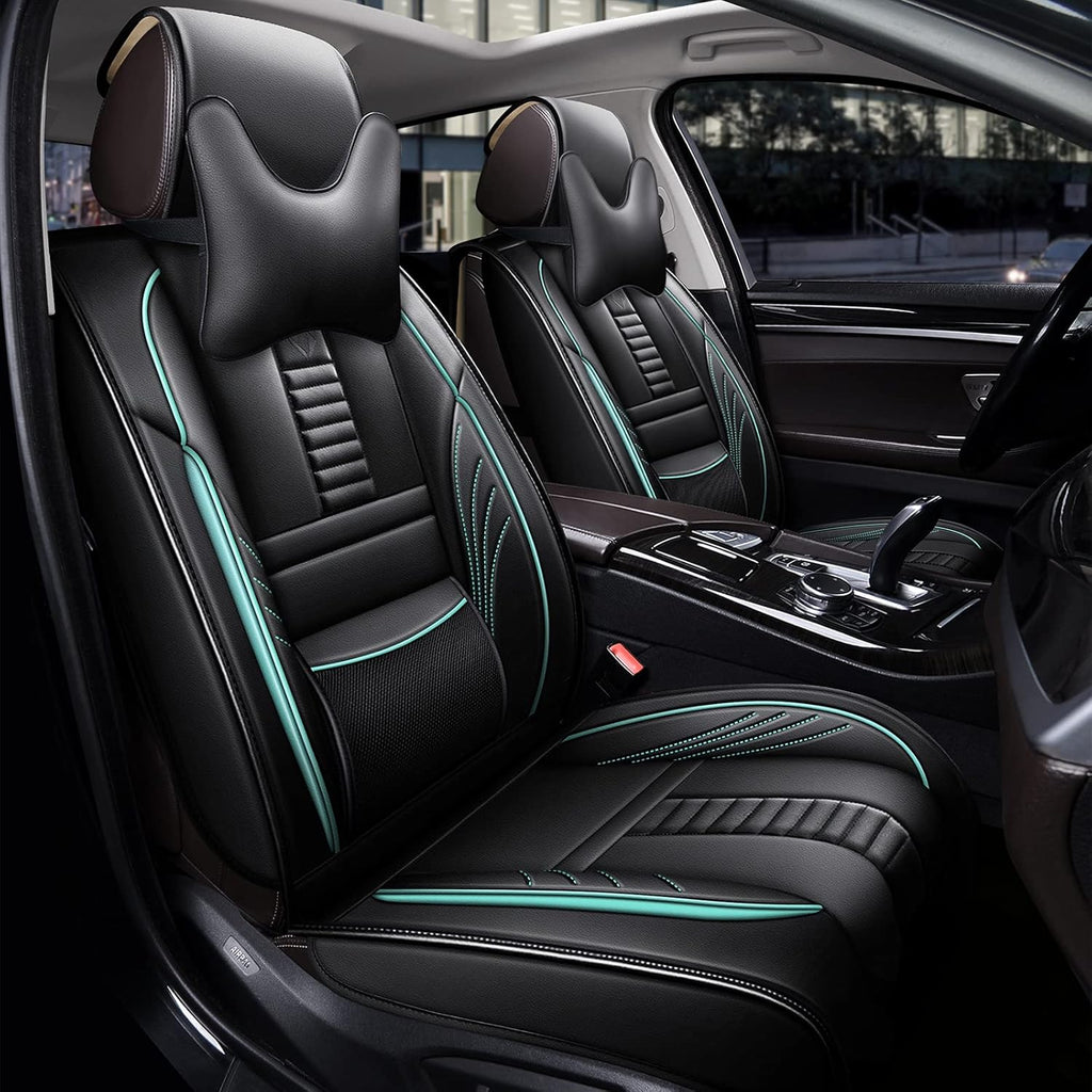 Grey Leather Car Seat Cover Full Set for 5 Seats U87946