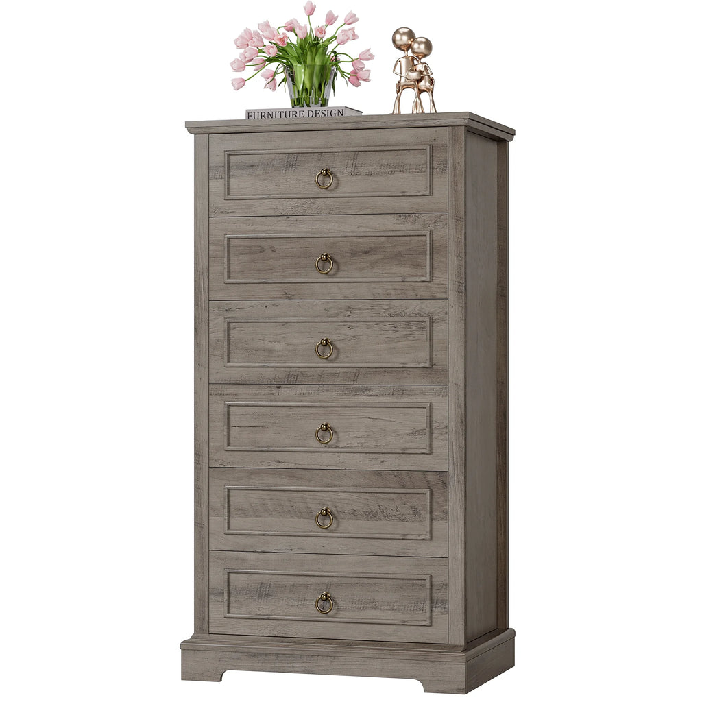 White 6 Drawer Wood Dresser V354