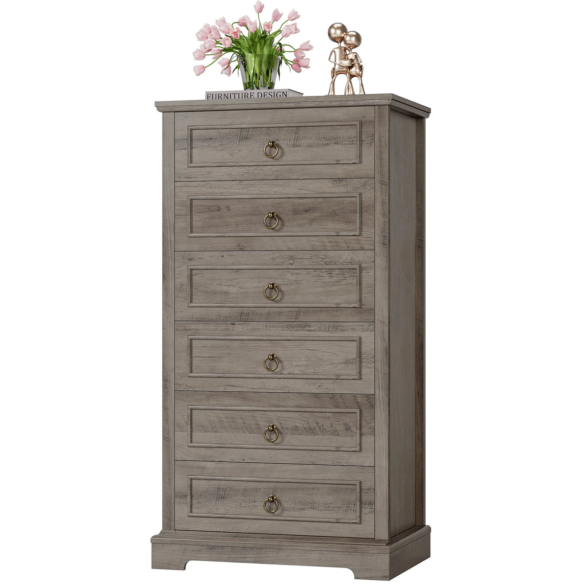 White 6 Drawer Wood Dresser V354