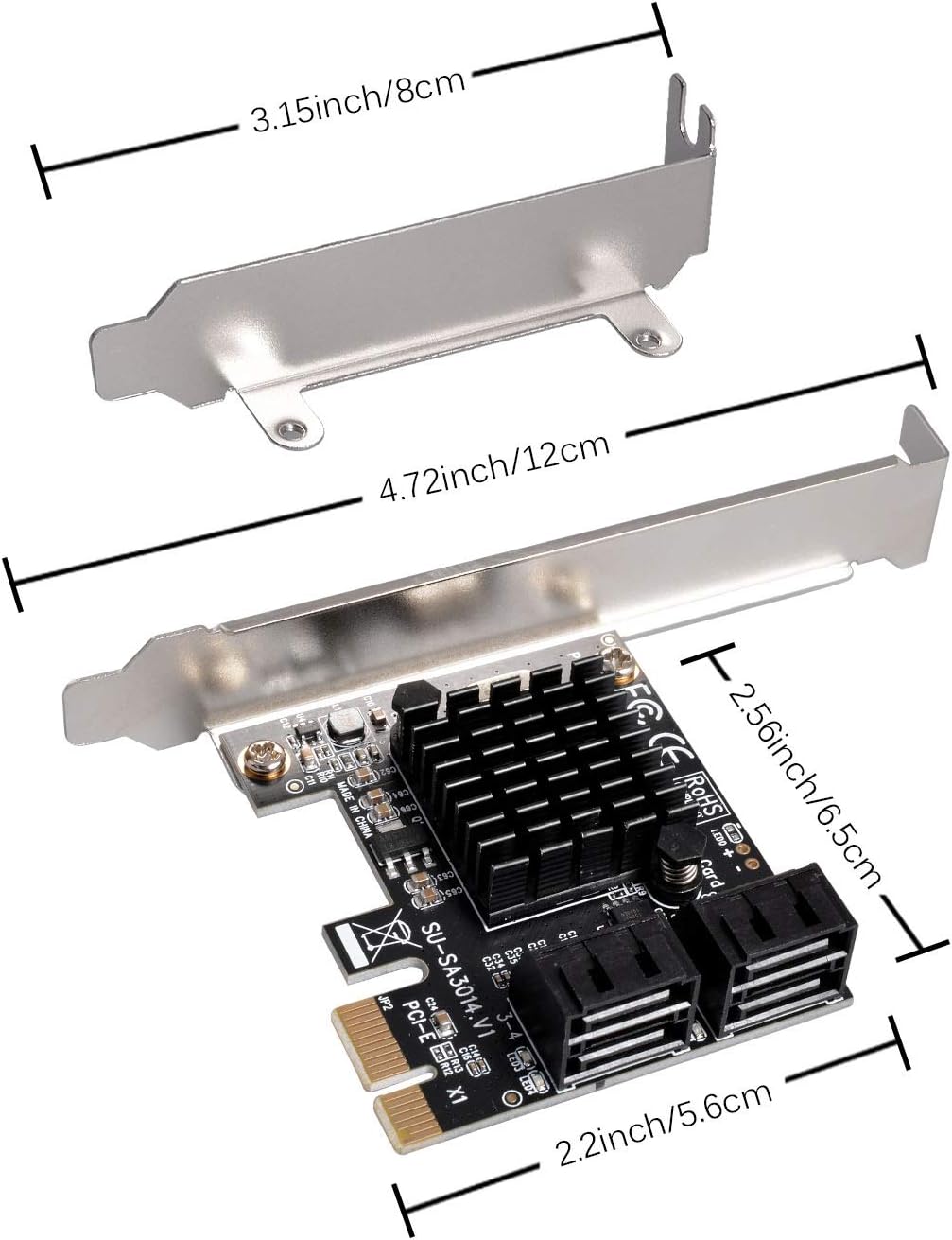 SATA Card 4 Port PCI Express Controller with Low Profile Bracket I26196