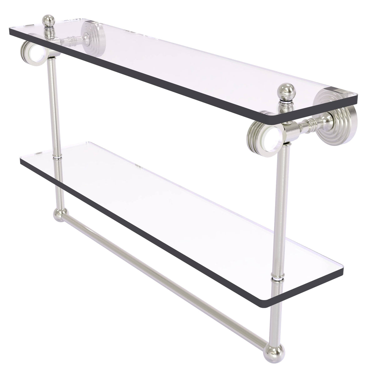 Double Glass Shelf with Towel Bar - Satin Nickel / 22 inch K4898