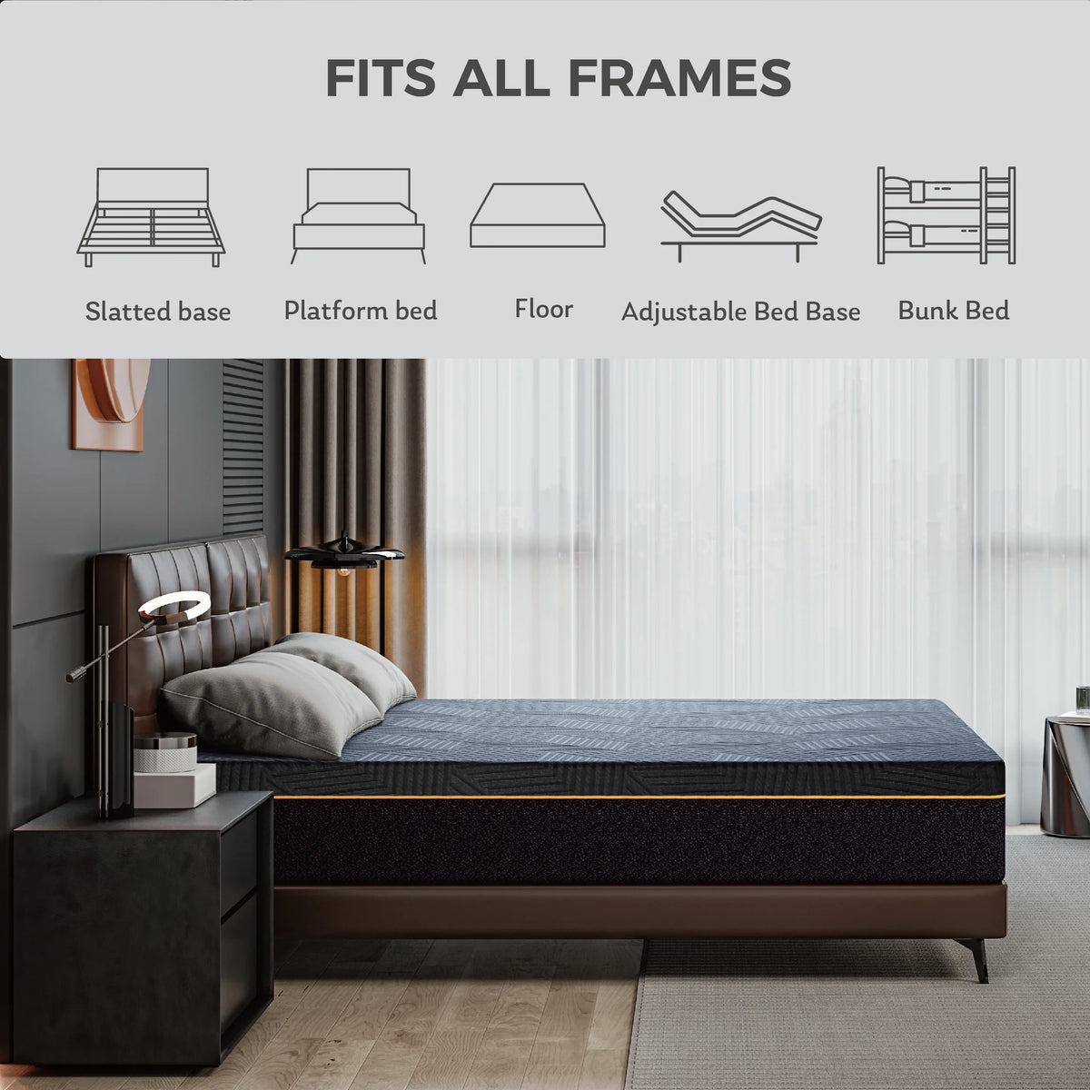 Black 12 inch Full Size Memory Foam Mattress Y76902