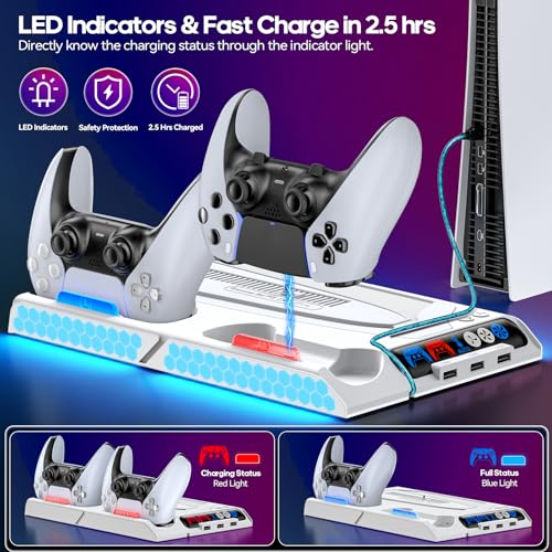 PS5 Cooling Station with 4-Level Fan and 9 RGB Modes P4908