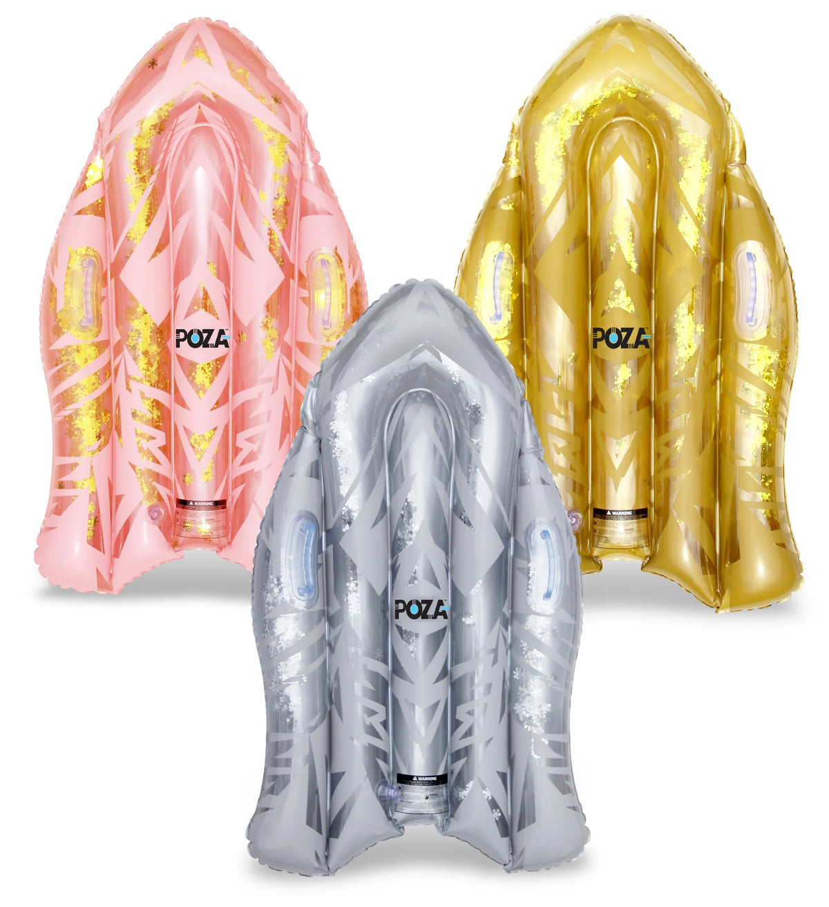 Inflatable Snow Sled Set of 3, Rose Gold, Gold, and Silver, 44 Inch N162