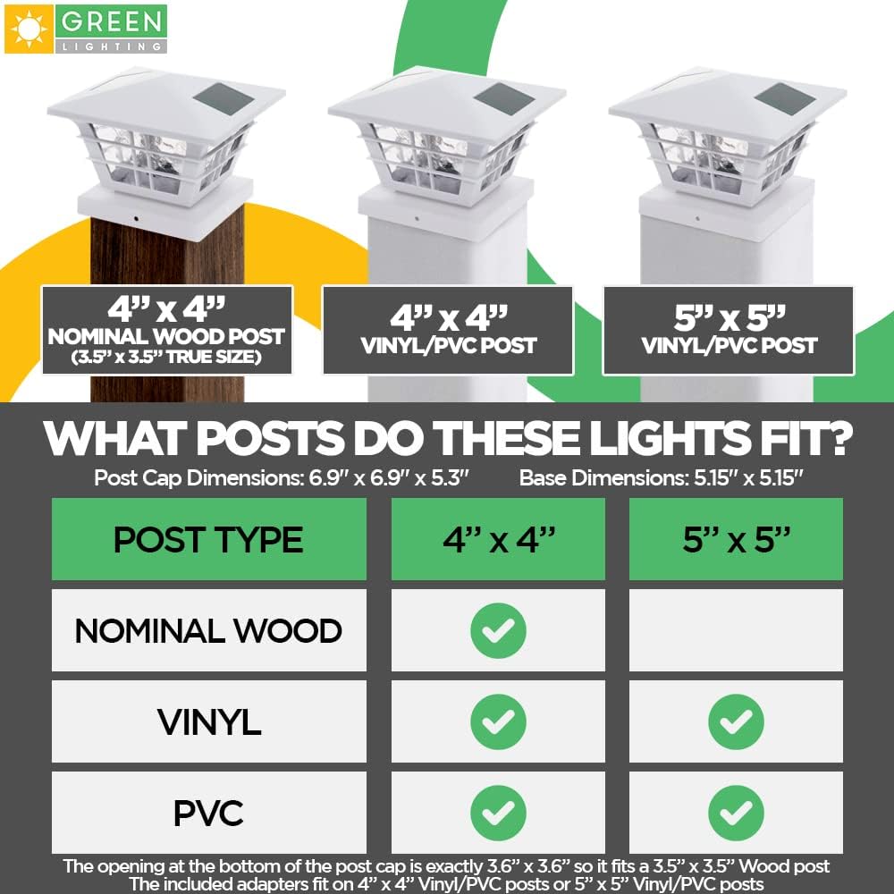 White 4 Pack Solar Powered Post Cap Light with 4x4 Base Adapter M4146