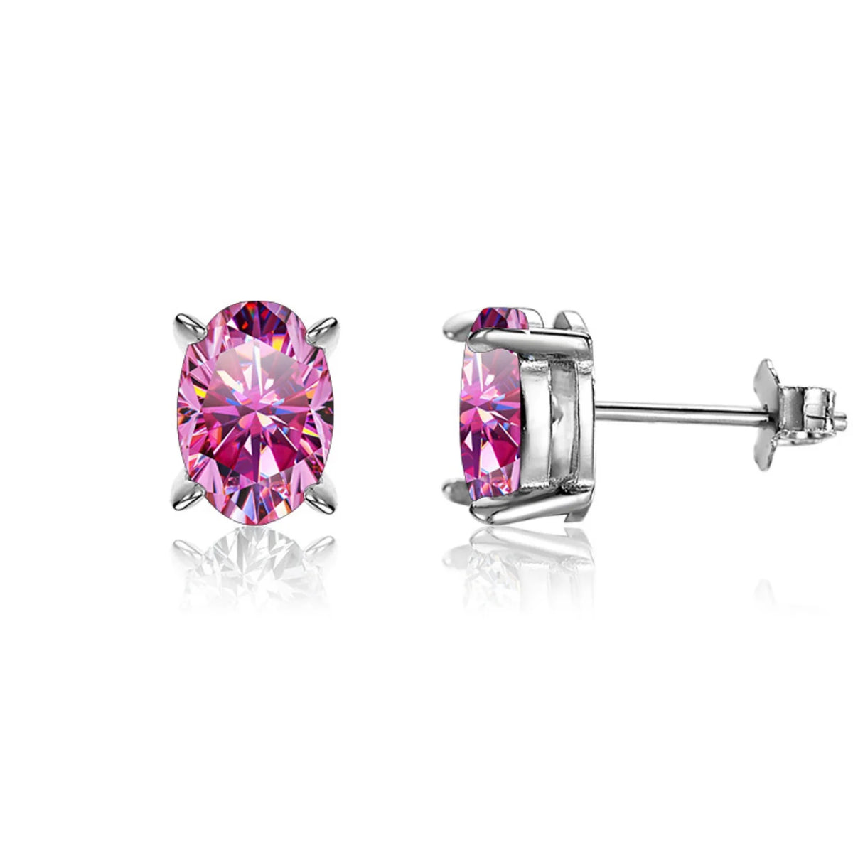 Oval Cut Moissanite Stud Earrings, 925 Sterling Silver, D Color VVS1 Clarity, 2ct U709937