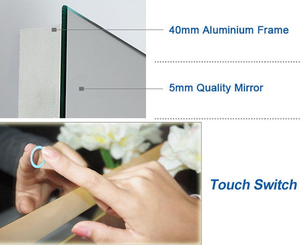 60x28 in Dimmable Antifog LED Bathroom Mirror B282