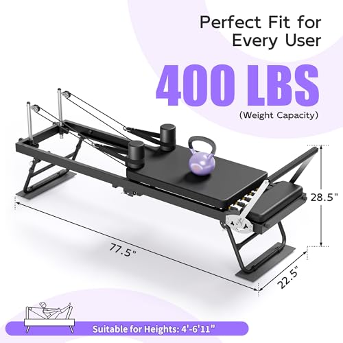 Black Foldable Pilates Reformer L6589