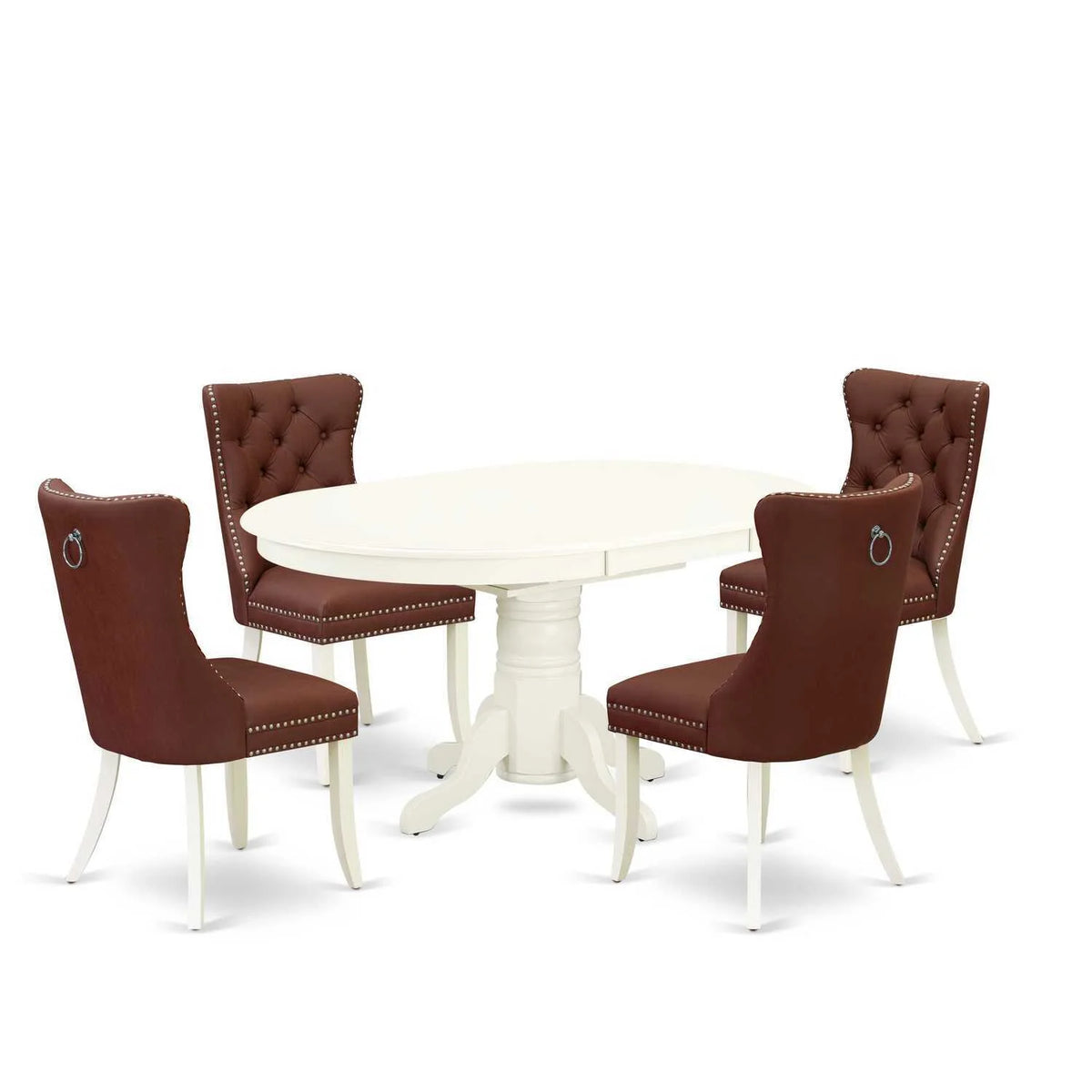 5 Piece Oval Dining Table and 4 Upholstered Chairs A38061